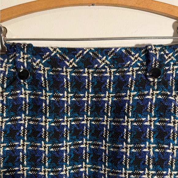 LOFT Navy and Cream Checkered Mini Skirt - Picture 3 of 6